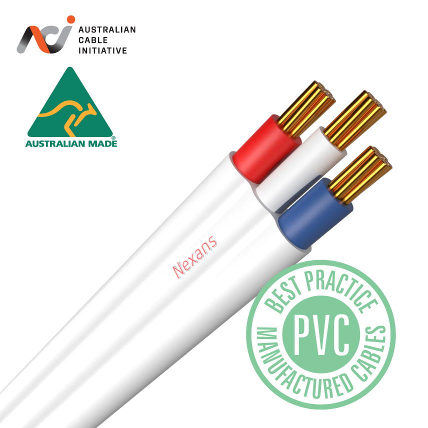 3X1.5mm2 PVC Flat 450/750V Red White Blue Cores with White Sheath 100m