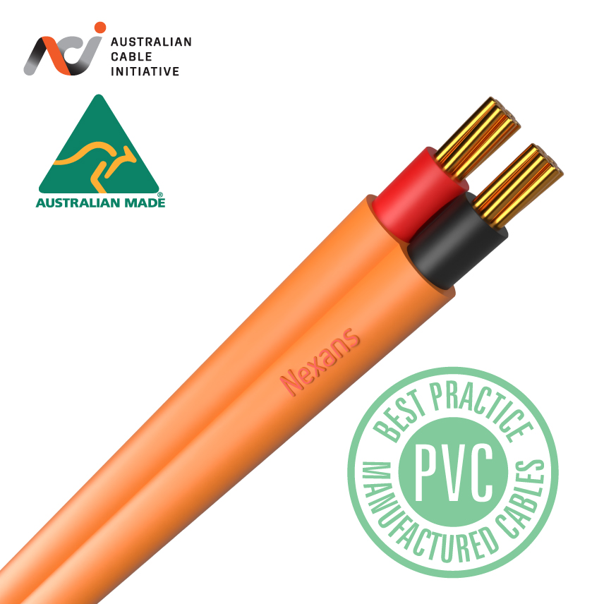 2X16mm2 PVC Flat 450/750V Red Black Cores with Orange Sheath 500m