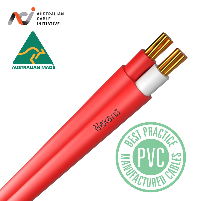 2X1.5mm2 PVC Flat 450/750V Red White Cores with Red Sheath 200m