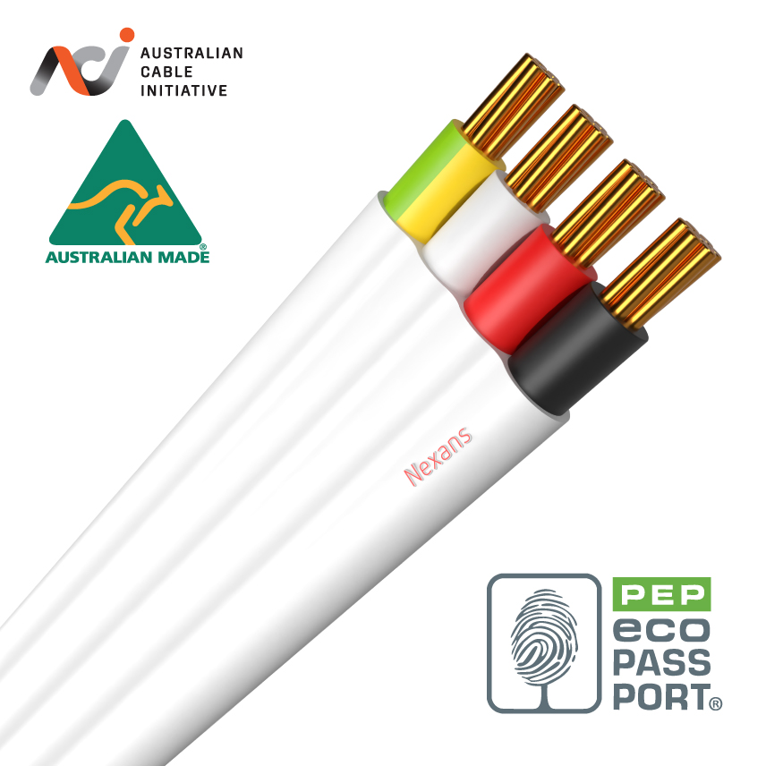 2.5mm 3C&E Flat (Red, White, Black Cores) White 100m